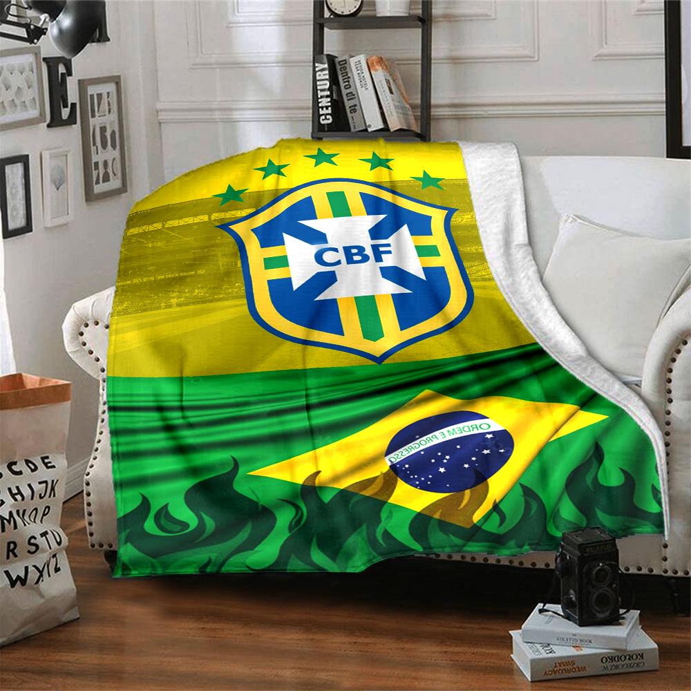 Brasil CBF Print Flannel Blanket High Quality Warm Comfortable Cover for All Seasons Perfect for Gifts Home Decor