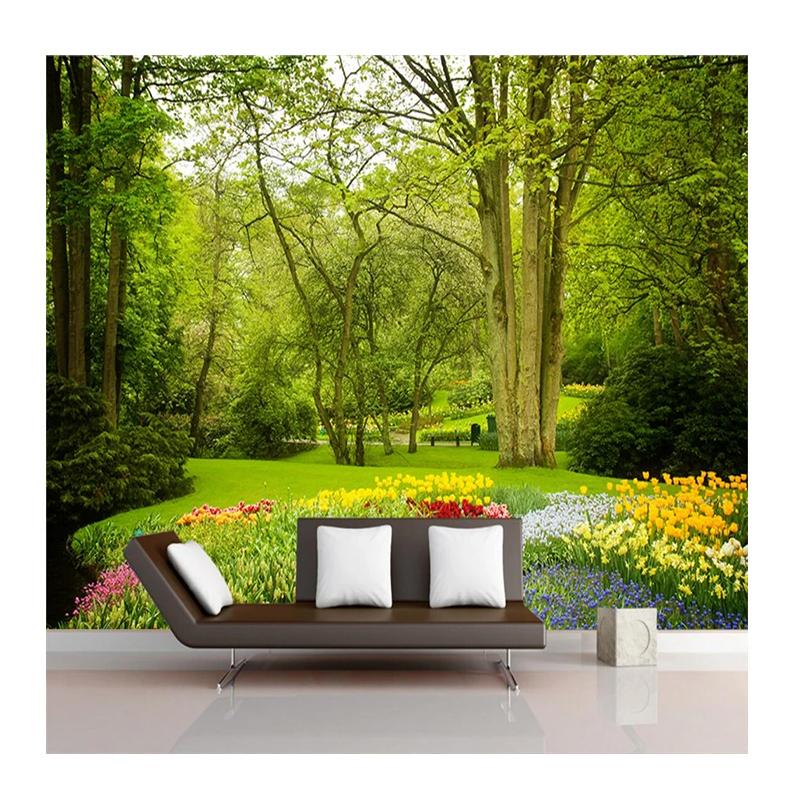 

Forest Wallpaper Park Lawn Flower Mural Big Tree Background Mural Bedroom Living Room 3d Wallpaper 200 cm(W) x 140 cm(H)