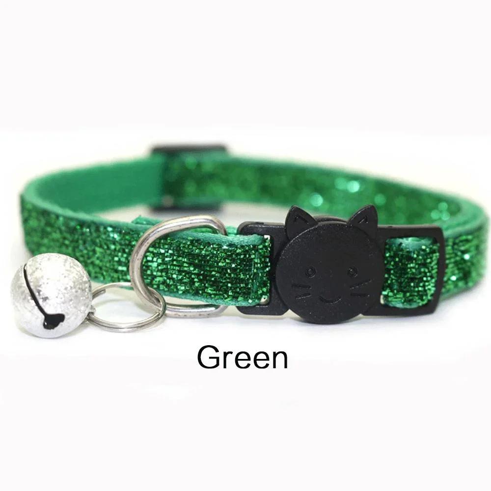 Cat Collar Pet Cat Collar with Bell Cat Face Collar Safety Buckle Cat Collar Glitter Velvet Collar