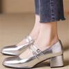 Designer Spring Patent Leather Women Mary Jane Shoes Fashion Shallow Square Toe Pumps Casual Dress Low Heel Shoes