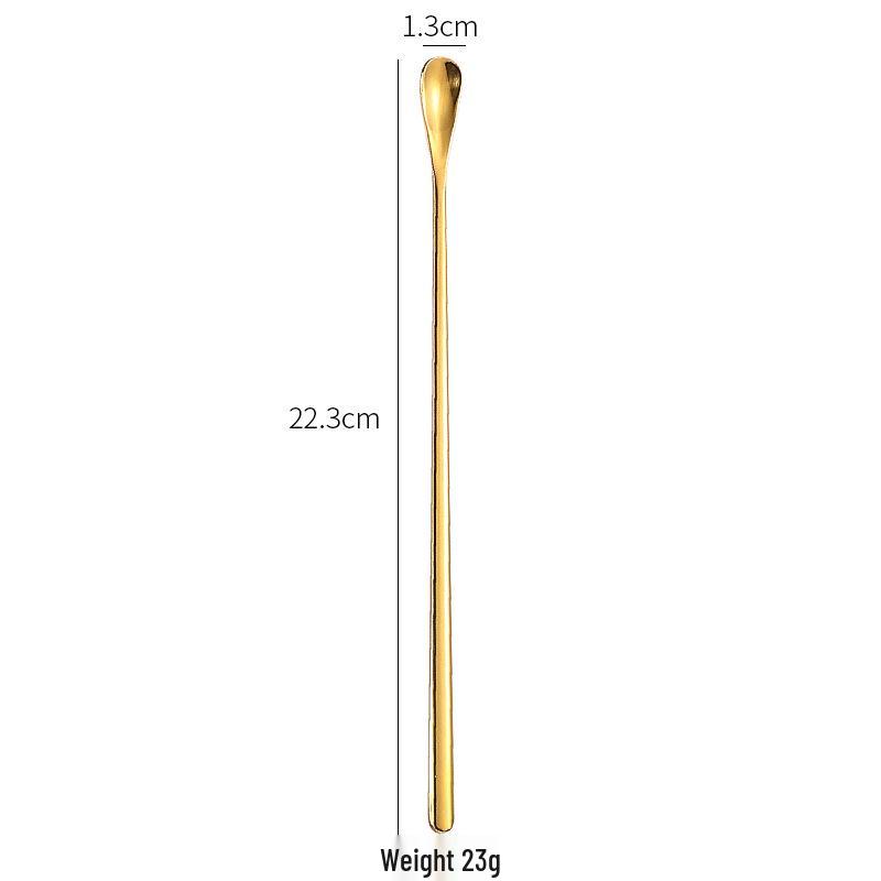 High-Value Golden 304 Stainless Steel Long Handle Mixing Spoon: Ideal for Cocktails, Coffee, Honey, and Ice.
