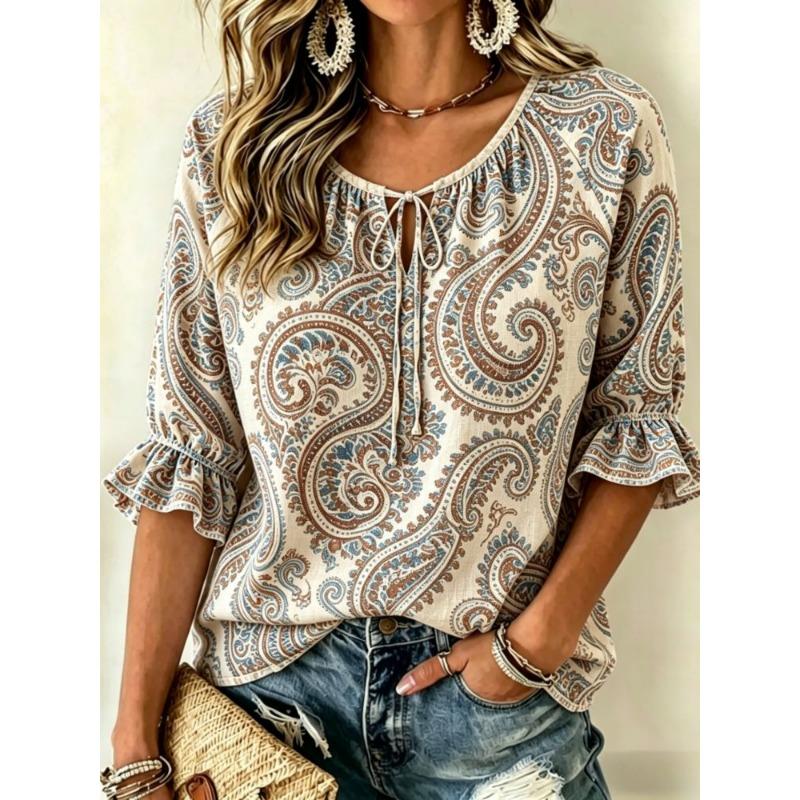 Fresh Breathable Half Sleeve Casual Blouse, Loose Slimming Version, Light Comfortable Summer Outerwear
