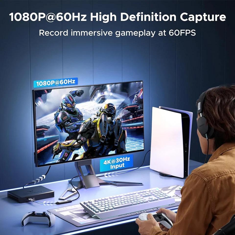 USB 3.0 Video Capture Card 4K HDMI To USB/Type-C Game Grabber Record Video Audio Recording for Switch Xbox PS4/5 Live Broadcast