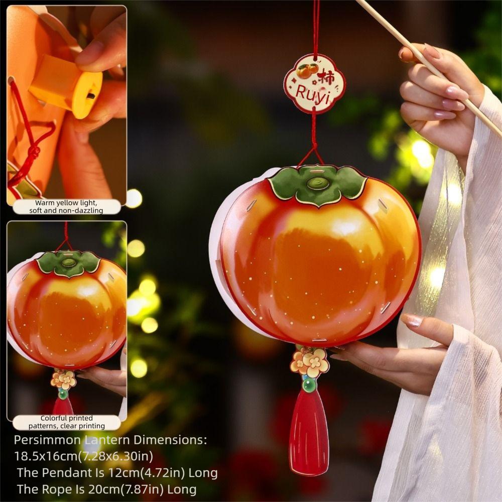 

Decorative with Tassel Persimmon Lantern Handmade Handheld Lantern Christmas Decoration Style B
