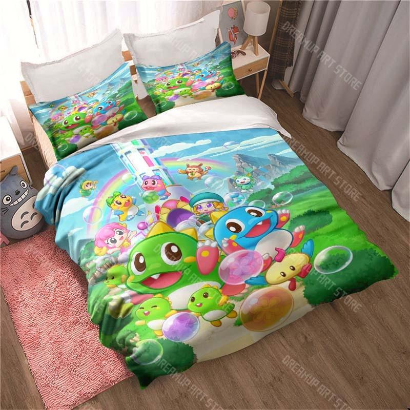 Cartoon Bubble Bobble Bedding Pillowcase Quilt Cover Bedroom Home Comfort Printing Large Bed Bedroom Decoration Children's Gift