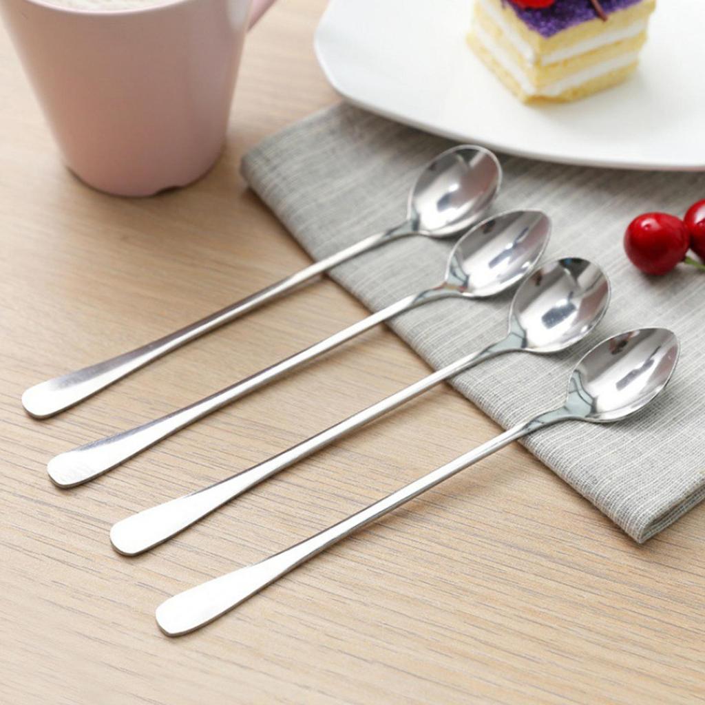 Tableware Cream Kitchen Dessert, Teaspoon, Spoons, Steel Coffee Spoon Creative Long Handle Teaspoon Dessert Snack Scoop