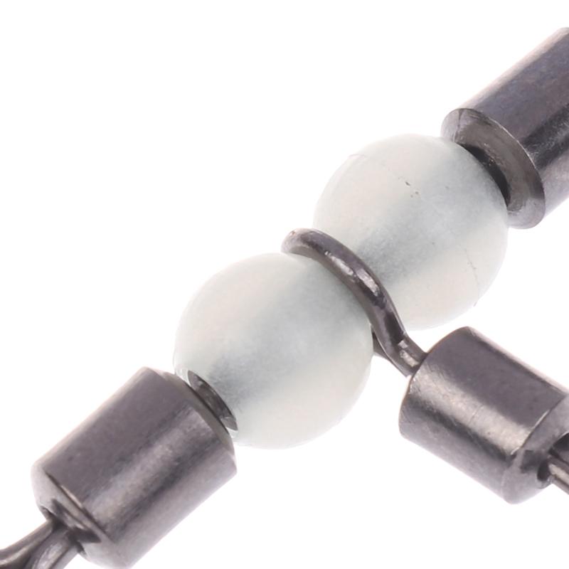 10Pieces Stainless Steel T-Turn 3 Way Fishing Connector Rolling Swivel Fishing Tackle Connector Luminous Beads Attract Fish