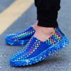 Summer Women's Flats Fashion Elastic Band Weave Casual Shoes Slip on Breathable Sneakers Spring Couple Loafers Plus Size 35-44