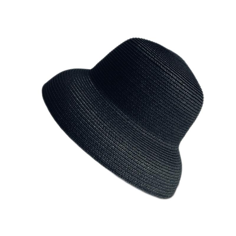 French Retro Elegant Hepburn Black Straw Hat Women'S Summer Sunshade Sun Protection Versatile Top Hat Bell Fisherman Basin Hat