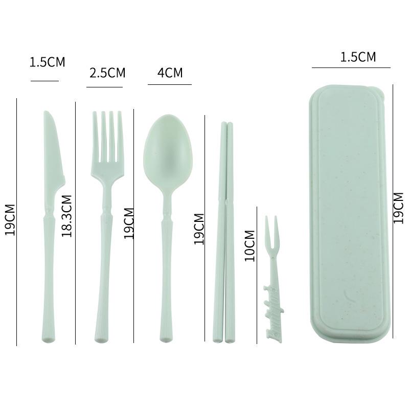 Compact Travel Camping Waist-High Seven-Piece Cutlery Set