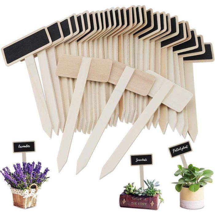 Étiquettes en bois pour plantes - lot de 30, réutilisables pour pots, herbes et légumes