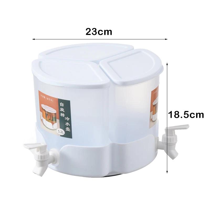 Brocca per acqua fredda da 5200 ml per uso domestico, ruotabile con rubinetto, teiera per frutta, bollitore, secchio per acqua fresca, utensili da cucina per bevande, bollitore