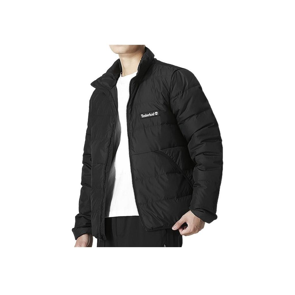 Timberland Solid Color Casual Printed Stand Collar Down Jacket Winter Men Jacket Black A5Z21-001