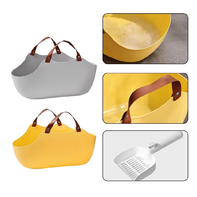 Plastiková přenosná kočičí toaleta s madlem pro starší kočky Snadno čistitelná podestýlková vanička Kočičí toaletní vaničky Velká krabice