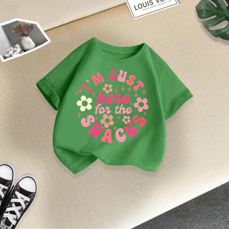 Children T-shirt Letter Printed Kids 100% Cotton Tops 2-13Y O-Neck Short-sleeve T-shirt