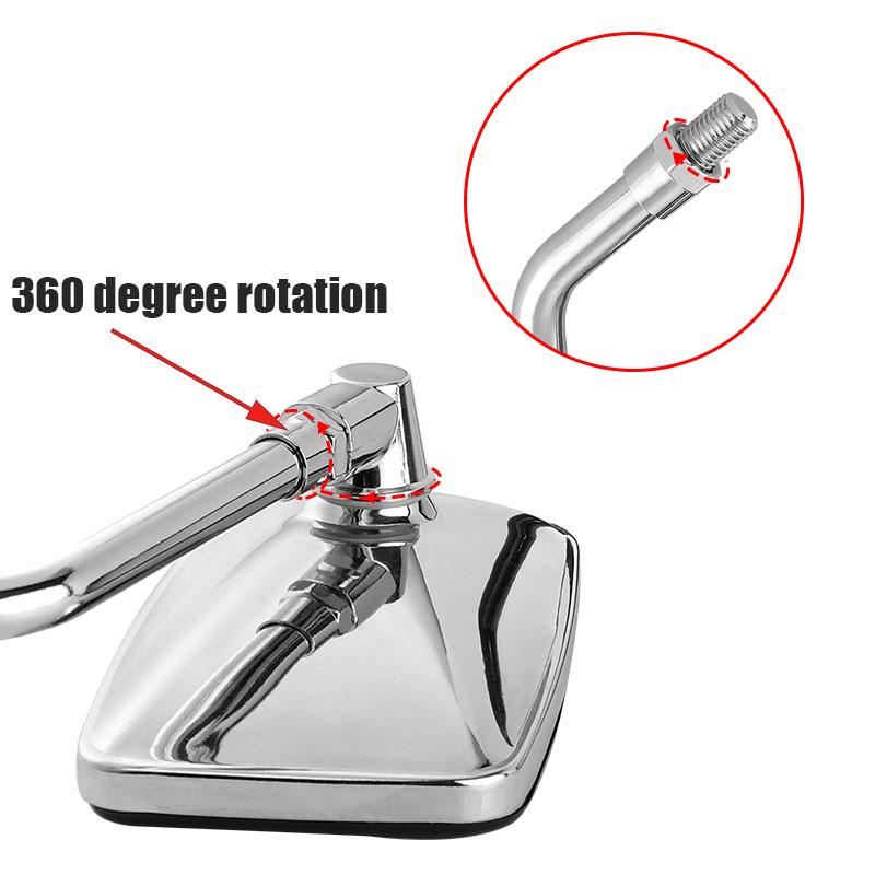 1Pair Universal Rectangle Motorcycle Rearview Mirrors 10mm Chrome Retrovisor De Moto Mirror Moto For Honda Scooter