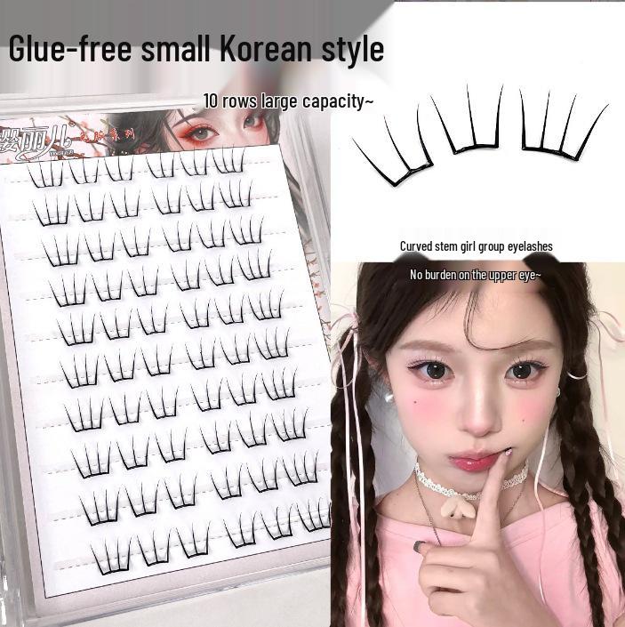 Ying Lier Natural Cluster Fox-Eye Eyelashes - Beginner-Friendly and Glue-Free