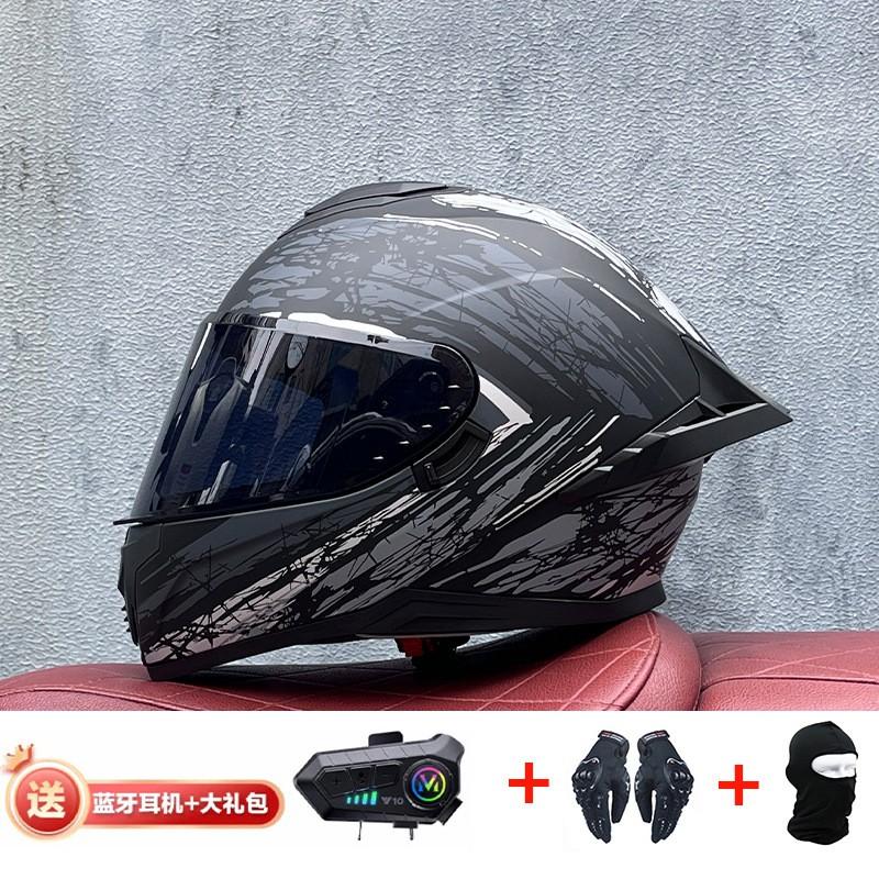 Full Face Motorcycle Helmet With External Bluetooth Module Men Women Large Rear Wing Sport Style DOT Approved