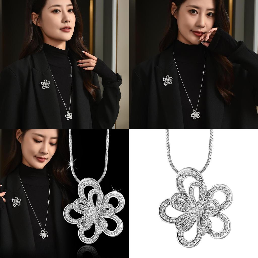 Flower Jewelry Necklace With Goldplated Pendant For Women Winter Fashion Accessories