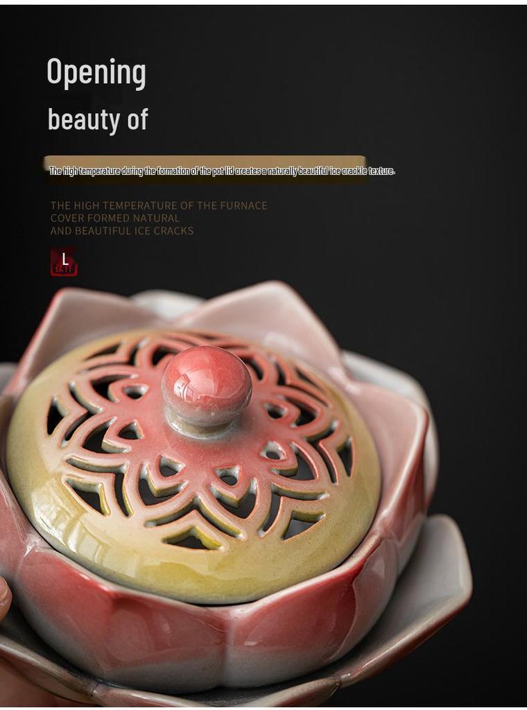 Hand-Painted Doucai Lotus Ceramic Incense Burner - Ancient Style Aromatherapy Flower Design