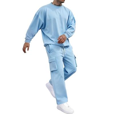 Modischer Herren Oversize 2-teiliger Trainingsanzug Lässiges Streetwear Sweatshirt & Cargohose Set Vielseitig