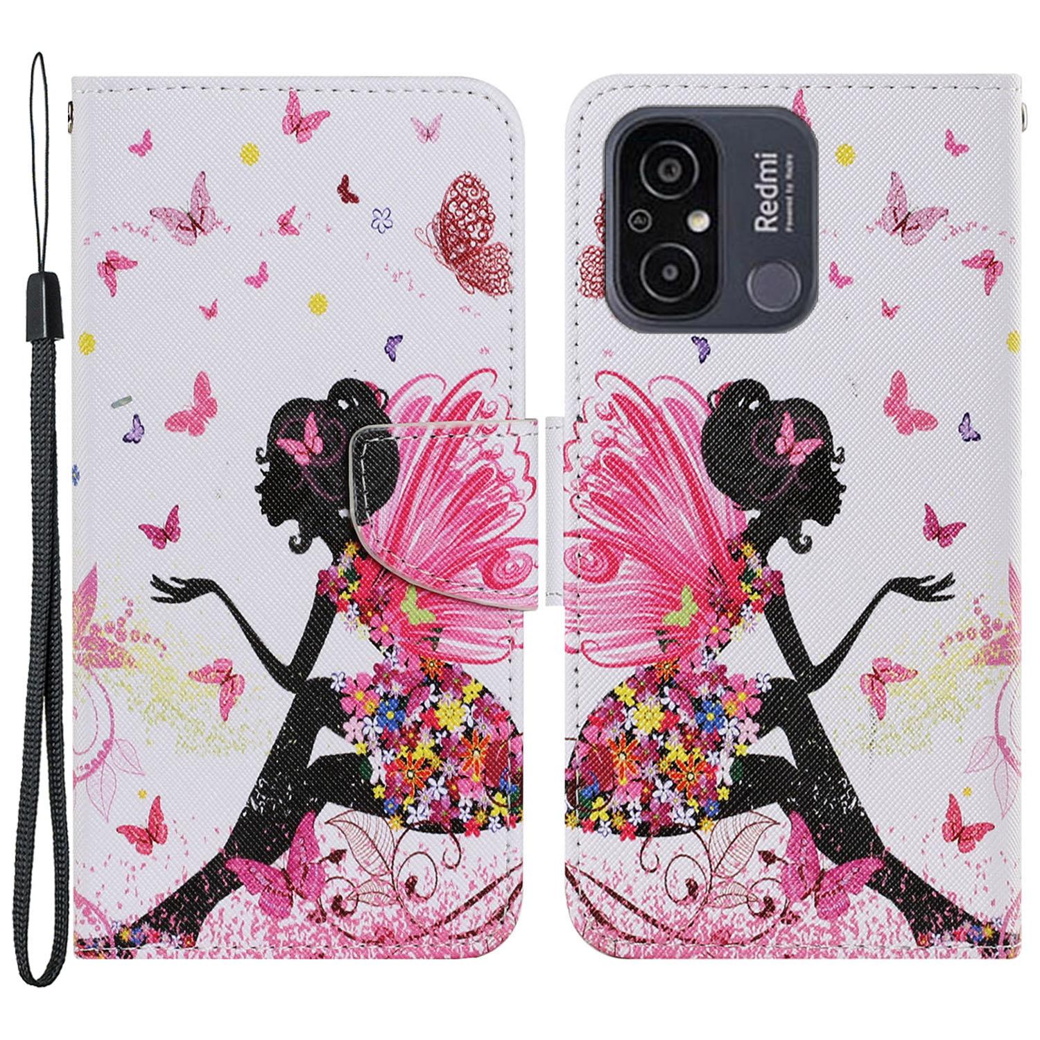 

For Xiaomi Redmi 12C 4G PU Leather Flip Phone Case Pattern Printing Stand Wrist Strap Wallet Cover Fairy