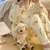 French Cream Bear Printing New Loungewear Spring And Autumn Long-Sleeved Trousers Pajamas Women Can Wear
