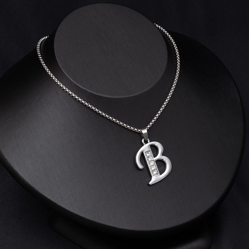 Shiny Rhinestone A-Z Letters Necklace Alphabet Initial Pendant Women Men English Letter Trendy Jewelry Gift