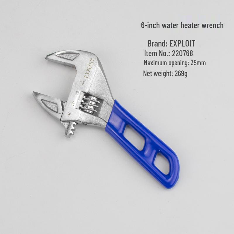 Compact Adjustable Right-Angle Wrench - Large Opening, Short Handle, Lightweight for Water Heating