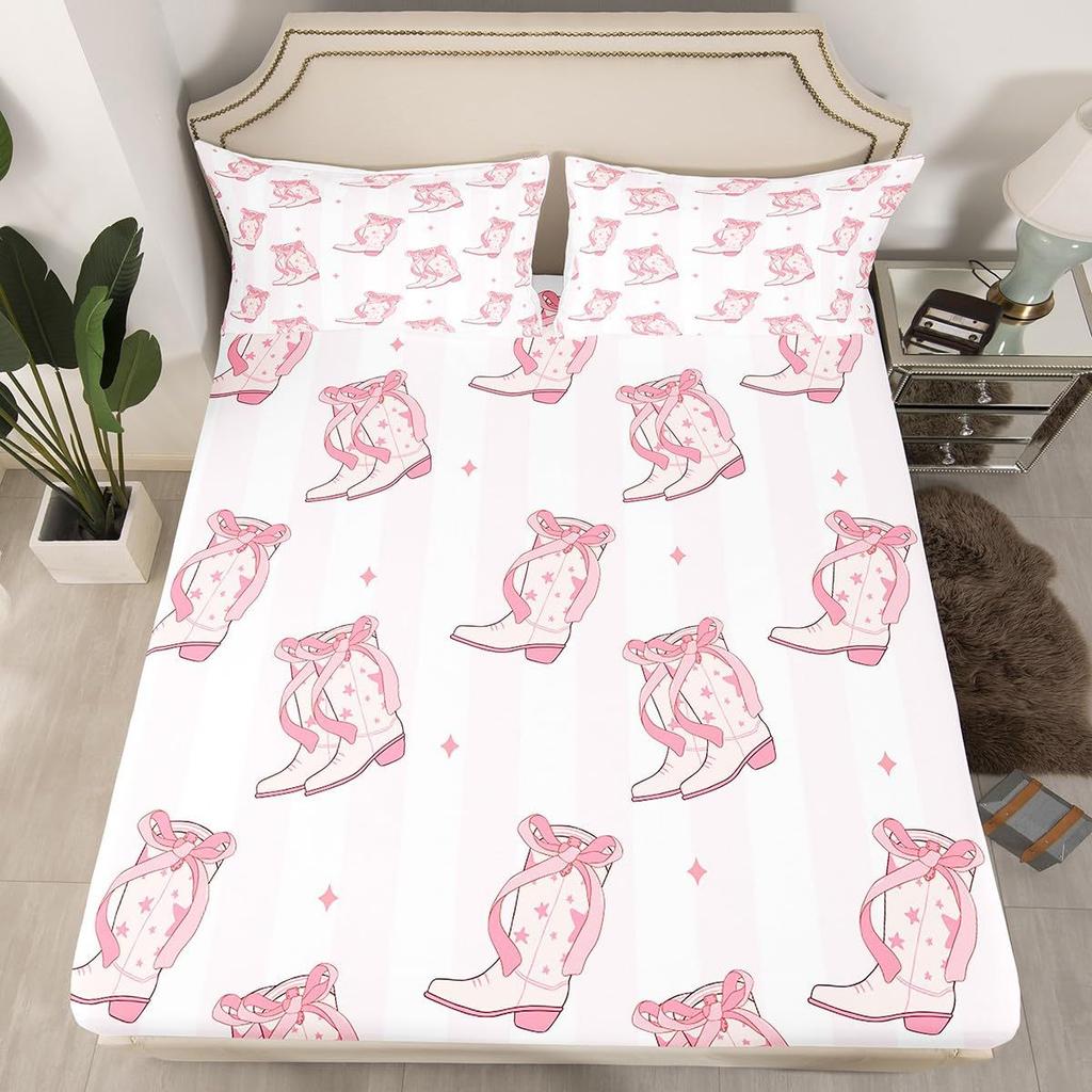 Denim Boots Pattern Sheet Three-Piece Digital Printed Sheet Bedding Set Adult Children