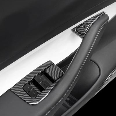 Für Tesla Model 3 Auto Fensterheber Türschalter Matt Schwarz Kohlefaser Model Y Lager Dekorieren Autozubehör