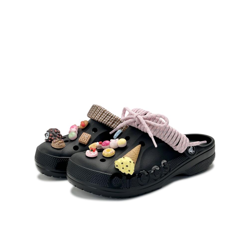 Crocs Baya Classic clog EVA Afternoon Dessert Beya Cute Ice Cream Hole Shoes Unisex Style Black