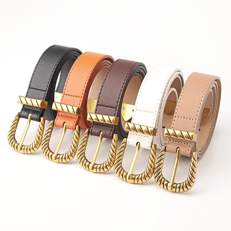 Vintage Leather Belt With Alloy Buckle For Women And Casual Wear
