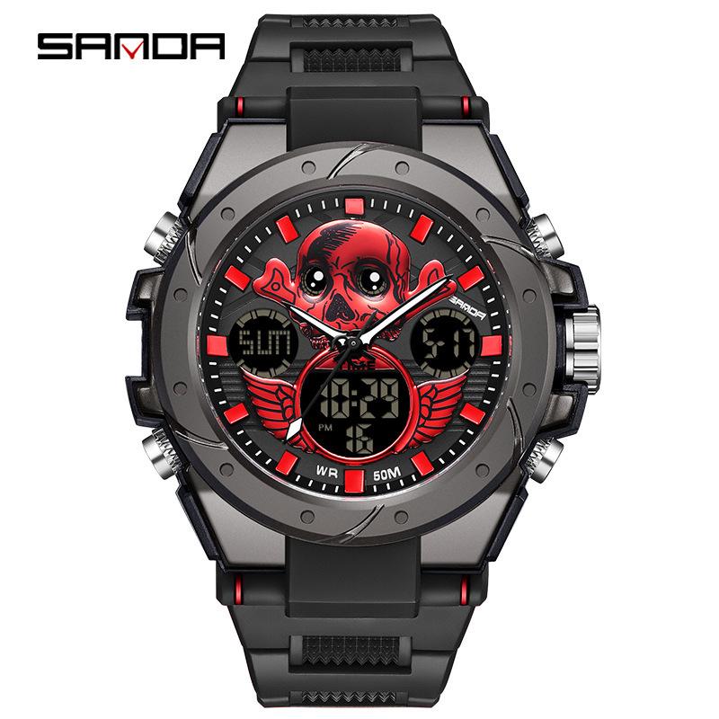 Sanda Watch New Lighting Male School Fashion Trend Digital Electronic Watch Multifunctional Waterproof And Shockproof Men'S Watch