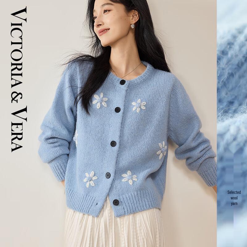 

VICTORIA&VERA Женский зимний вязаный свитер с длинными рукавами из смесовой шерсти с 3D-вышивкой V9017W04 XL