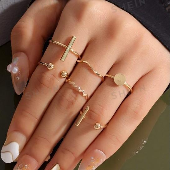 Temperament Design Wave Pattern Versatile Xianfan Exquisite Ring Set Accessories