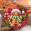 One, Gingerbread Man and Candy Cane Themed Round Aluminum Plaque, 7.8x7.8 Inches (20x20 Cm), Interior and Exterior Decoration