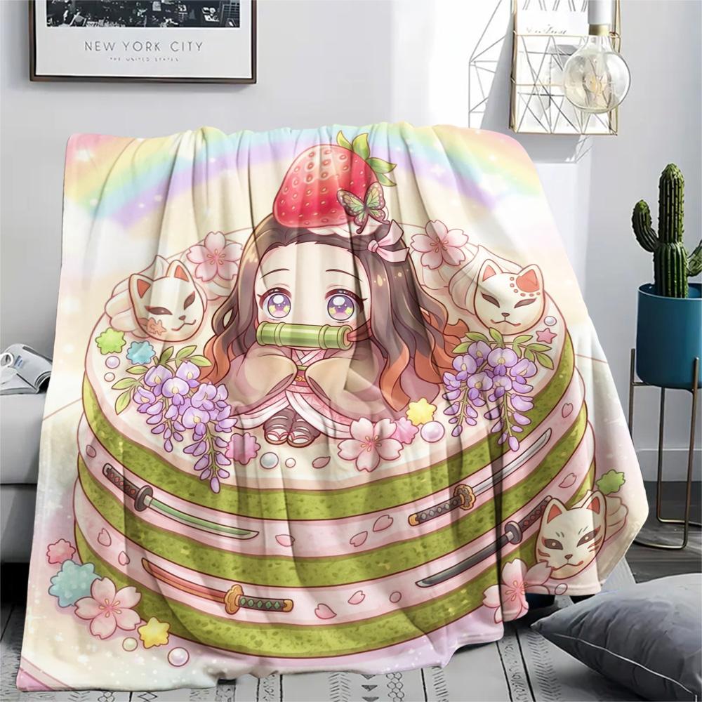 Demon Slayer Tanjiro Print Flannel Blanket, Ultra Soft High Quality All Seasons Warm Throw, Home Decor Cozy Blanket, Perfect Christmas Gift