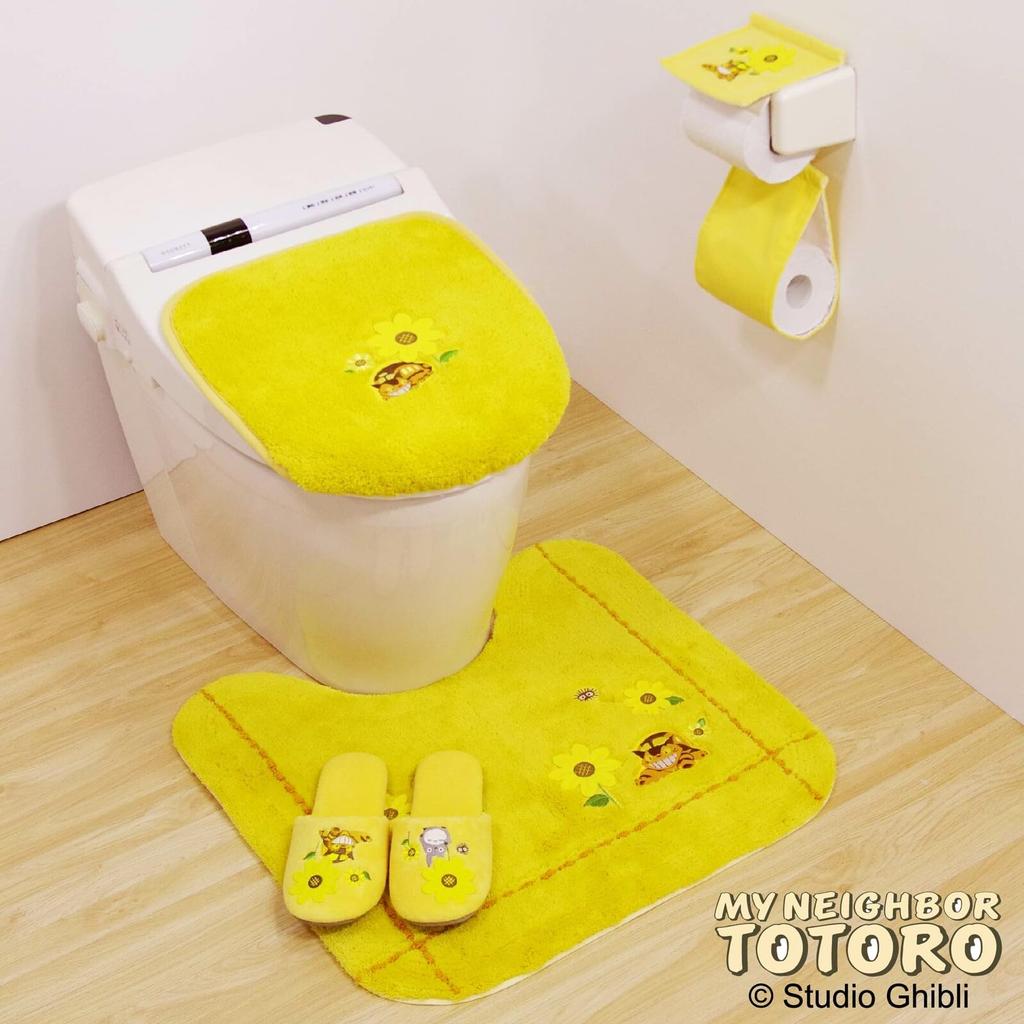 NEW My Neighbor Totoro Flower Bus Stop Regular Cleaning Toilet Seat Lid Cover Toilet Mat Slippers Paper Holder Cover 4 Piece Set &