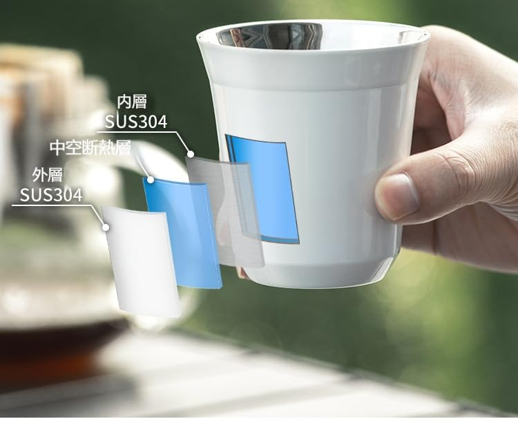 Set of 2 Stainless Steel Espresso 160ml for or Whiskey Cups, Double-Walled Insulated, Capacity, Coffee, Sake,