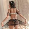 Mesh free sexy lingerie clothes maid uniform maid suit temptation pajamas black and white splicing