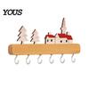 Space Saving Organizer for Keys Key Holder with 6 Hooks, Solid Wood Entryway Rack, Wall No Drill Rack Mounted Hook Pet Leashes And Hats Nail