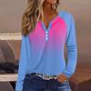 Women's T Shirt Print Button Long Sleeve Daily Weekend Fashion Basic V- Neck Regular Top