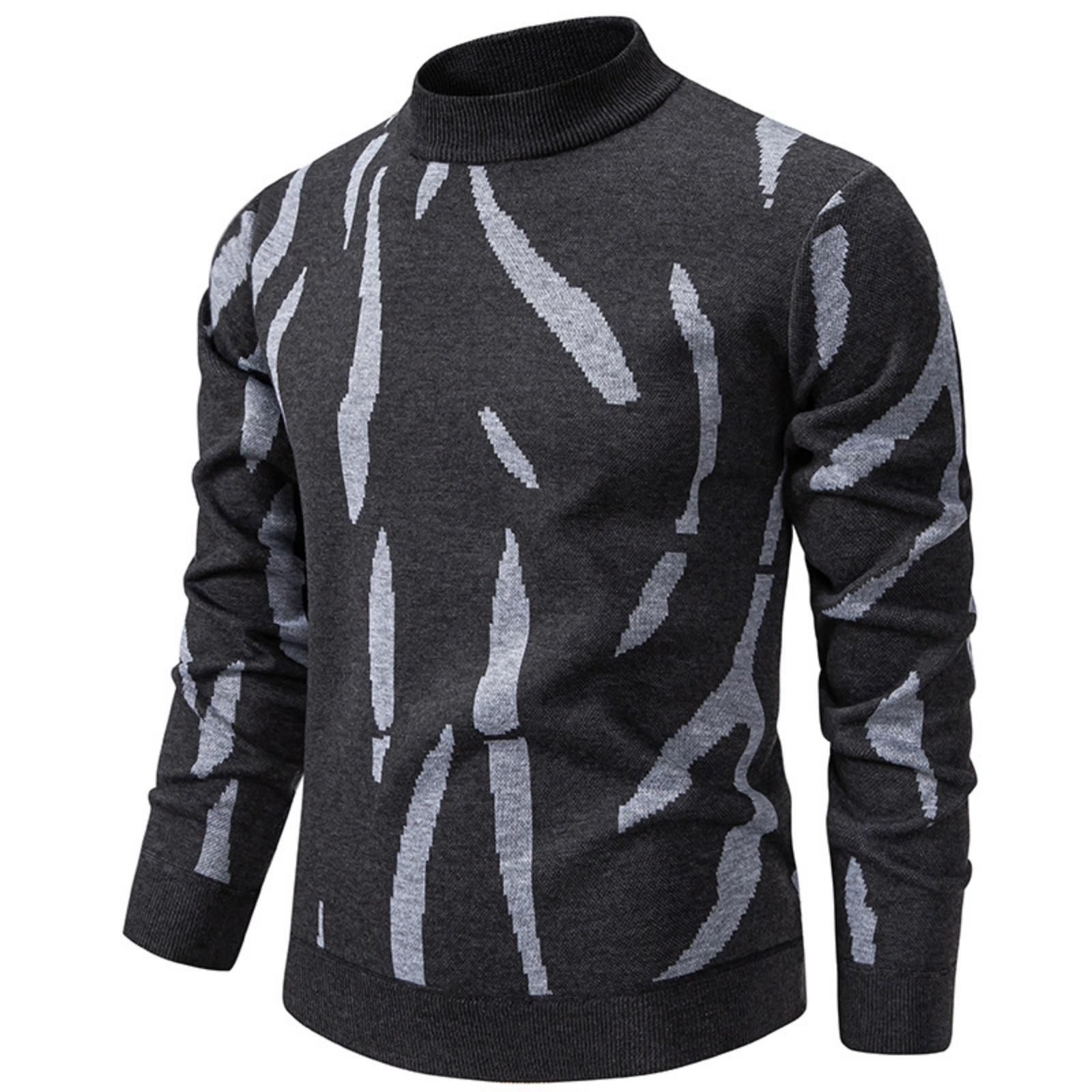 

Men s Casual Semi-high Neck Pullover Sweater, Men s Fleece And Thickened Warm Casual Pullover Sweater XXXL