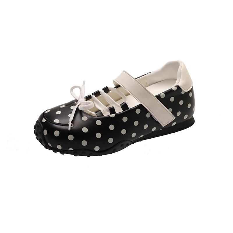 inner height increase cm polka dot ballet style single shoes autumn and winter new super fire with skirt German training shoes Mary Jane shoes