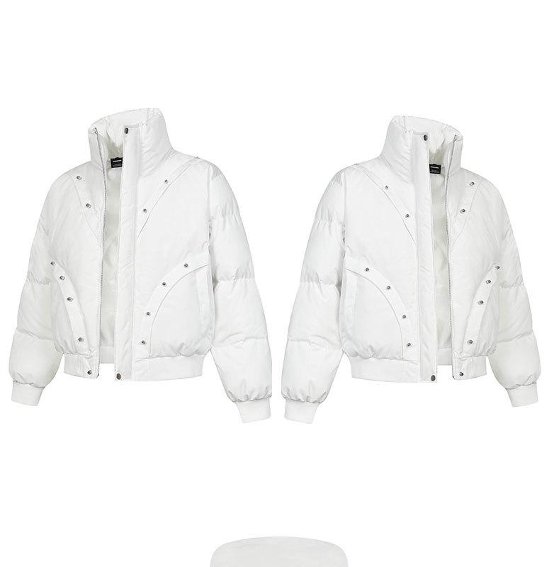 ARES Men's Retro Winter Stand Collar Cotton Jacket with Rivet Decor and Plus Velvet Lining