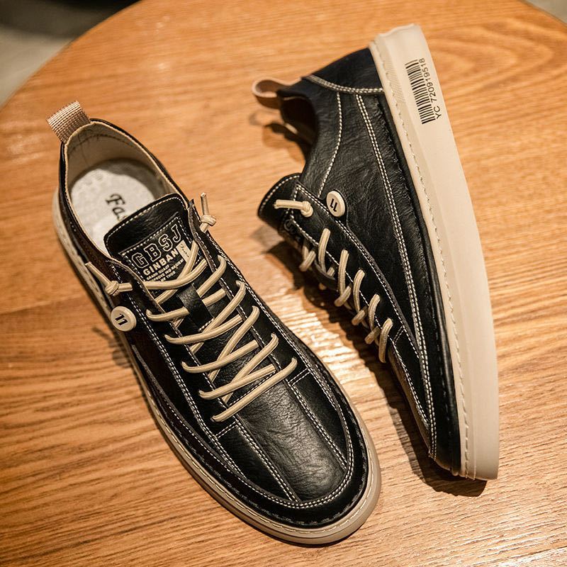 Chunky Casual Board Shoe Breathable Work Sneakers Man Spring Autumn Lace Up Black Leisure Vulcanize Shoes for Men Deals Size 40