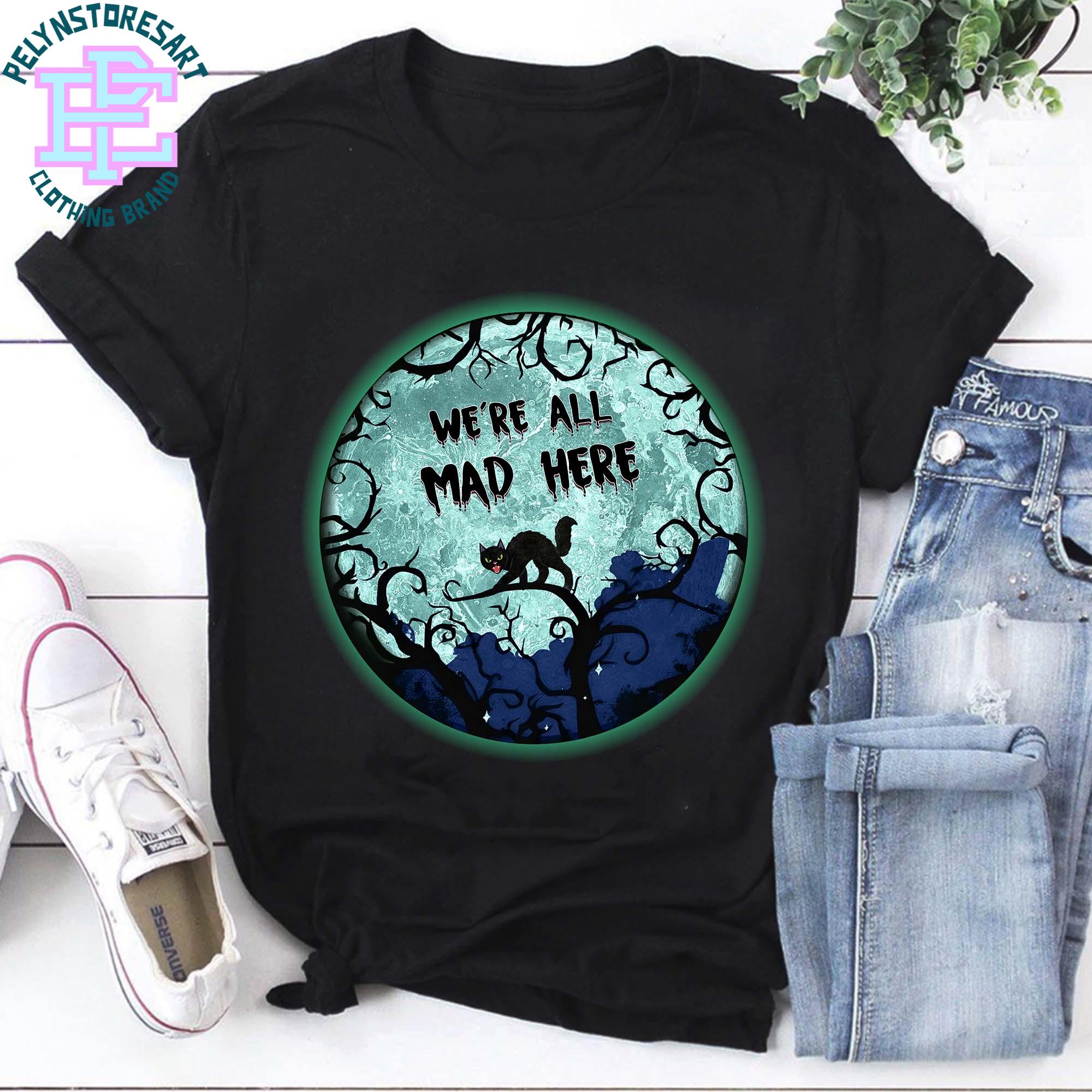 Were All Crazy Tshirts Crazy Hats Tshirts Funny Party Tshirts Retro Cartoon Tshirts Cat Lovers Tshirts Cat Mom Tshirts S