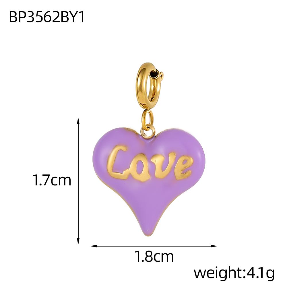 CARLIDANA Fashion Moon-shaped Multi-color Oil-dripping Gold Plated Stainless Steel Pendant Heart Apple Accessories DIY Jewelry