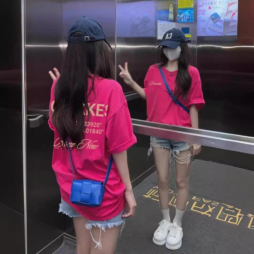 Women's Plus Size Retro Dragon Fruit Color T-Shirt - Short Sleeve, Straight Shoulder, Dopamine-Inspired Summer Outfit